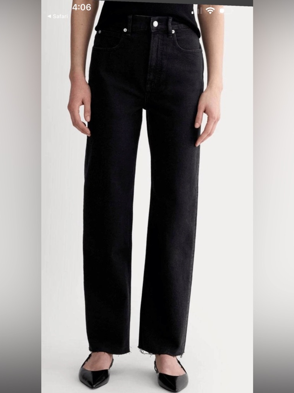 Everlane The Way High Jean Size 26 Crop black Denim Raw Hem-worn only once!